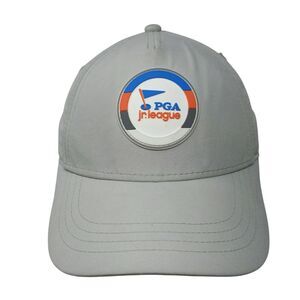 PGA Jr. League Kids Strapback Hat Gray Ages 5-12 Adjustable Breathable Garb
